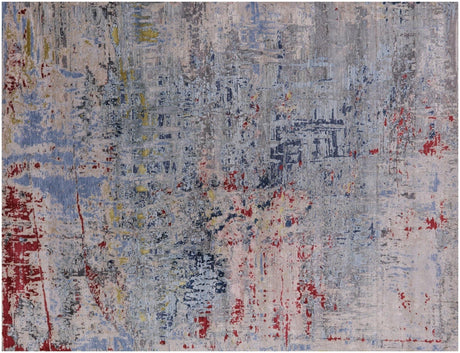 Abstract Wool & Silk Hand Knotted Rug - Manhattan Rugs