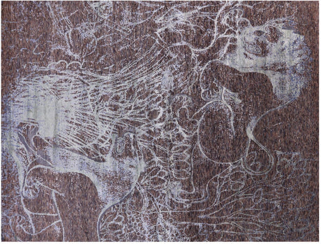 Wool & Silk Lion Design Hand Knotted Rug - Manhattan Rugs