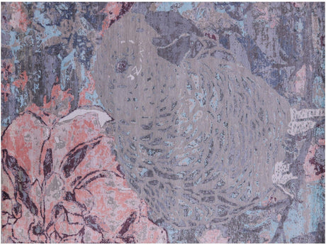 Modern Bird Design Handmade Wool & Silk Rug - Manhattan Rugs