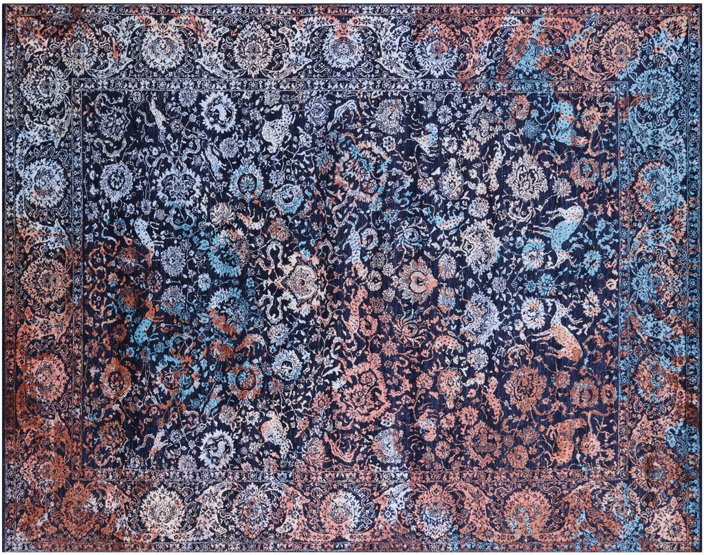 Persian Hunting Scene Handmade Wool & Silk Rug - Manhattan Rugs