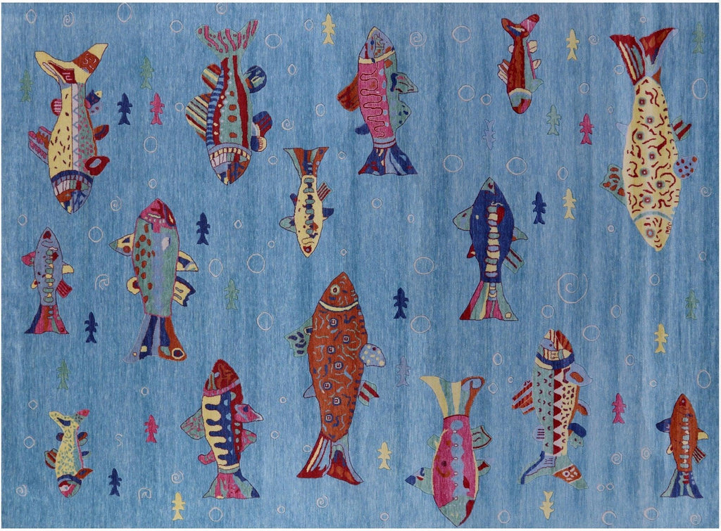 Gabbeh Fish Design Handmade Wool Rug - Manhattan Rugs