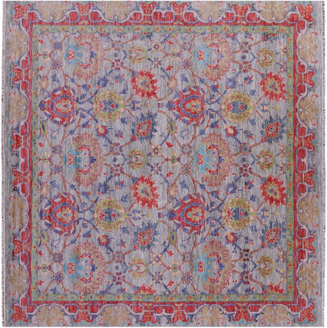 Square Hand-Knotted William Morris Wool Rug - Manhattan Rugs