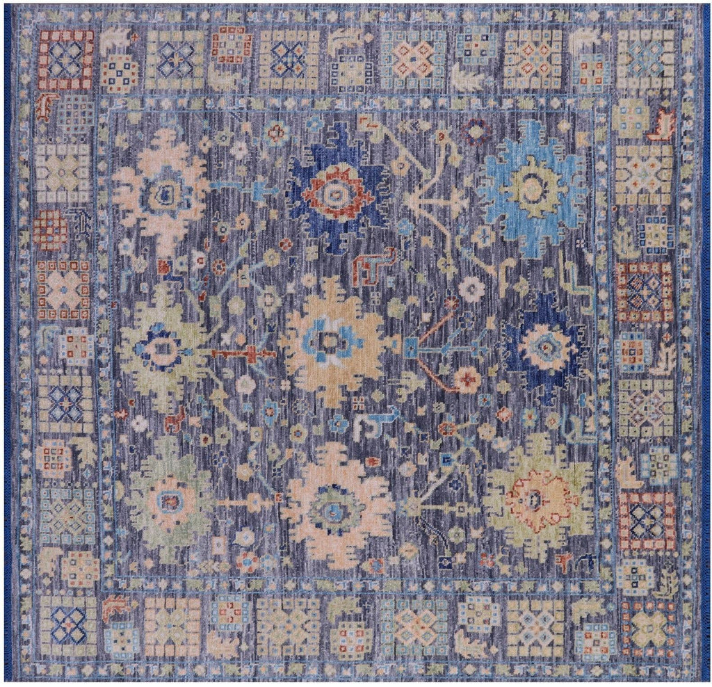 Square Hand-Knotted Turkish Oushak Wool Rug - Manhattan Rugs