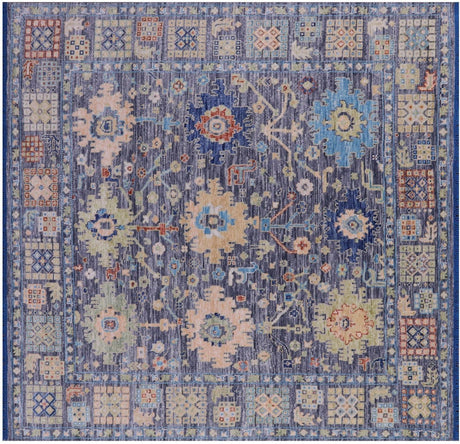 Square Hand-Knotted Turkish Oushak Wool Rug - Manhattan Rugs