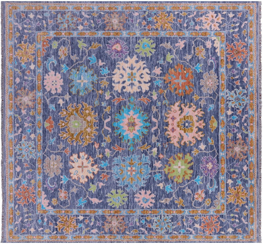 Square Hand-Knotted Turkish Oushak Wool Rug - Manhattan Rugs