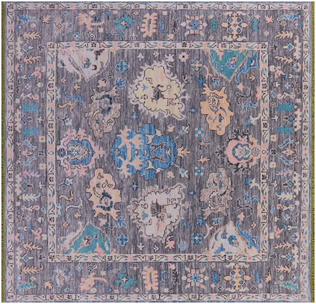Square Turkish Oushak Hand Knotted Wool Rug - Manhattan Rugs