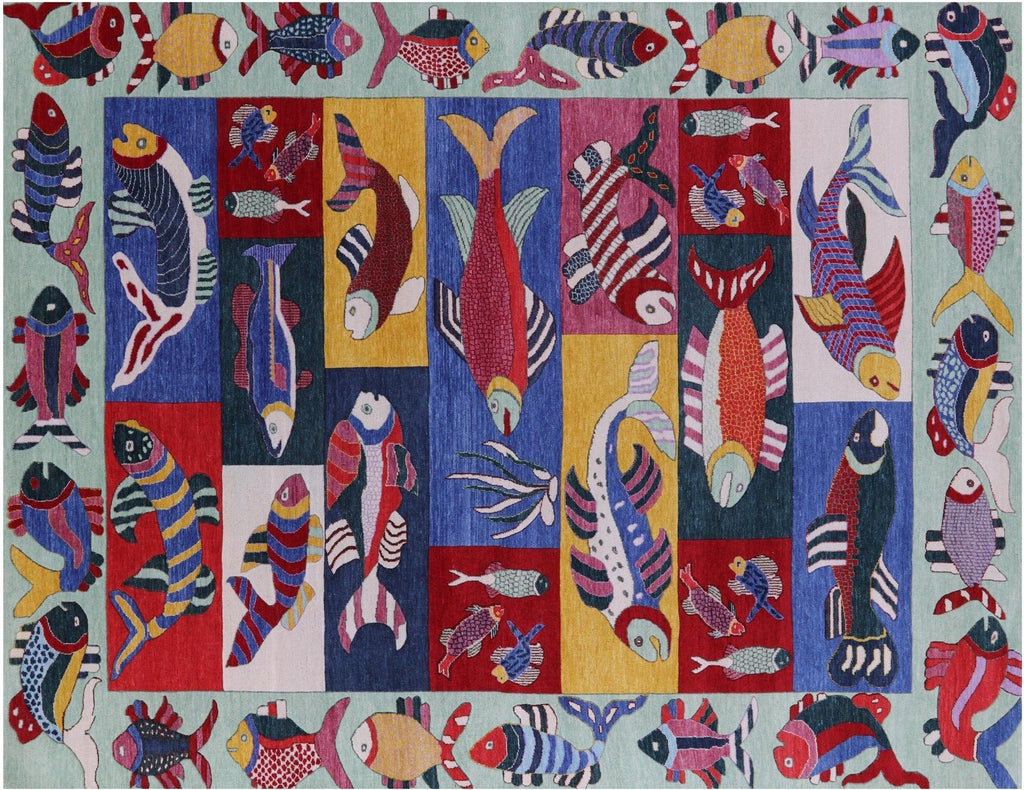 Gabbeh Fish Design Handmade Wool Rug - Manhattan Rugs