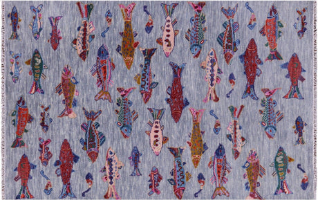 Gabbeh Fish Design Handmade Rug - Manhattan Rugs
