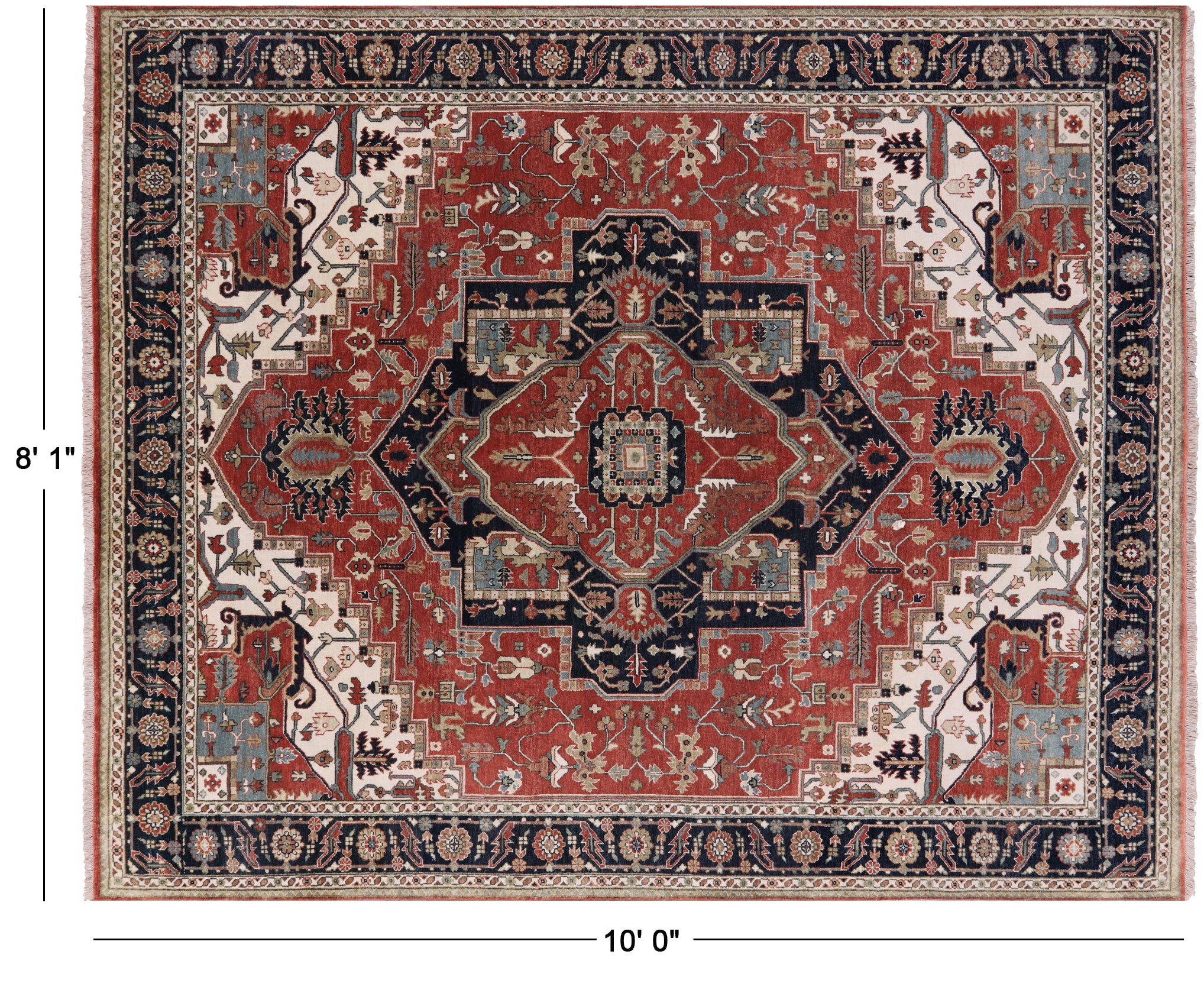 Persian Fine Serapi Hand Knotted Wool Rug 8' 1