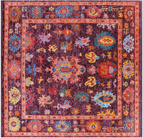 Square Hand-Knotted Turkish Oushak Wool Rug - Manhattan Rugs