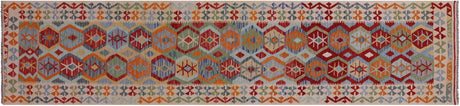 Wool On Wool Reversible Kilim Flat Weave Runner Rug - Manhattan Rugs