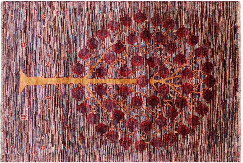 Pomegranate Tree Persian Gabbeh Handmade Wool Rug - Manhattan Rugs
