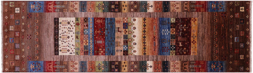 Runner Hand-Knotted Persian Gabbeh Tribal Wool Rug - Manhattan Rugs