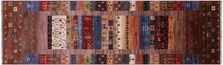 Runner Hand-Knotted Persian Gabbeh Tribal Wool Rug - Manhattan Rugs