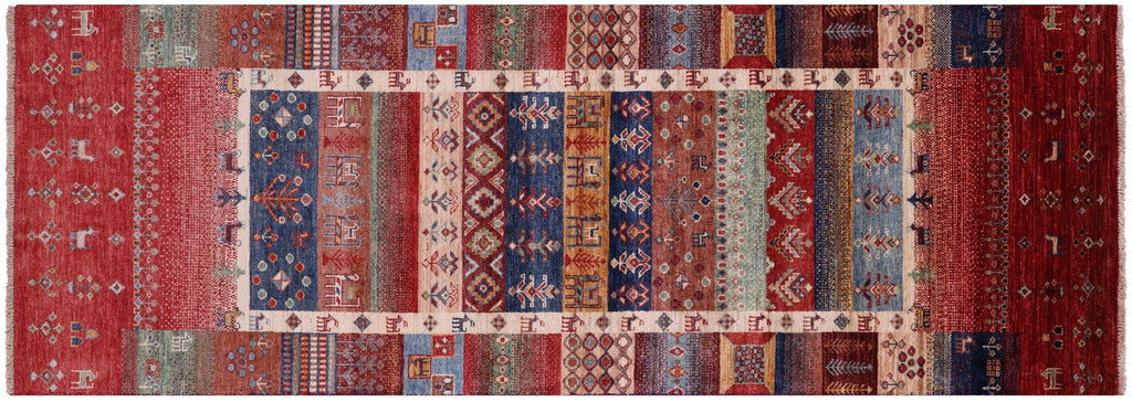Tribal Persian Gabbeh Hand Knotted Runner Rug - Manhattan Rugs