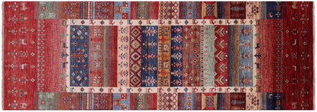 Tribal Persian Gabbeh Hand Knotted Runner Rug - Manhattan Rugs