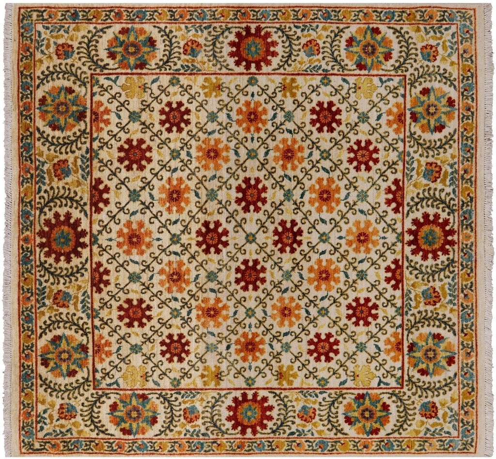 Square William Morris Handmade Wool Area Rug - Manhattan Rugs