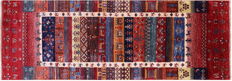 Tribal Persian Gabbeh Handmade Wool Runner Rug - Manhattan Rugs