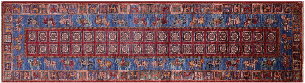 Antiqued Pazyryk Historical Design Hand Knotted Wool Runner Rug - Manhattan Rugs