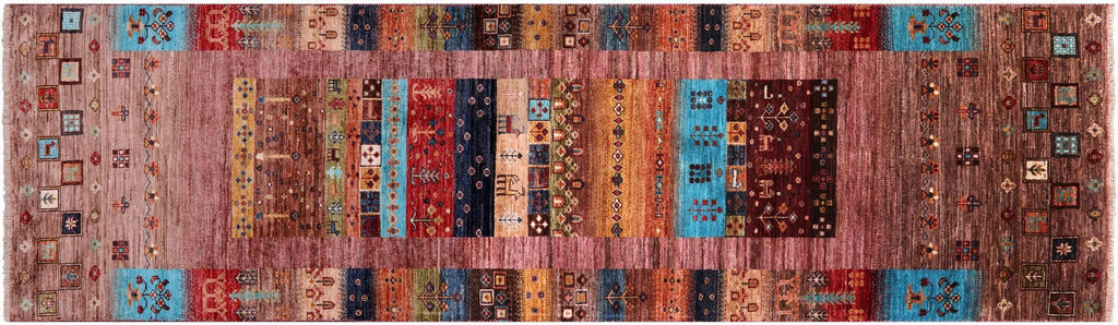 Hand-Knotted Persian Gabbeh Tribal Wool Runner Rug - Manhattan Rugs