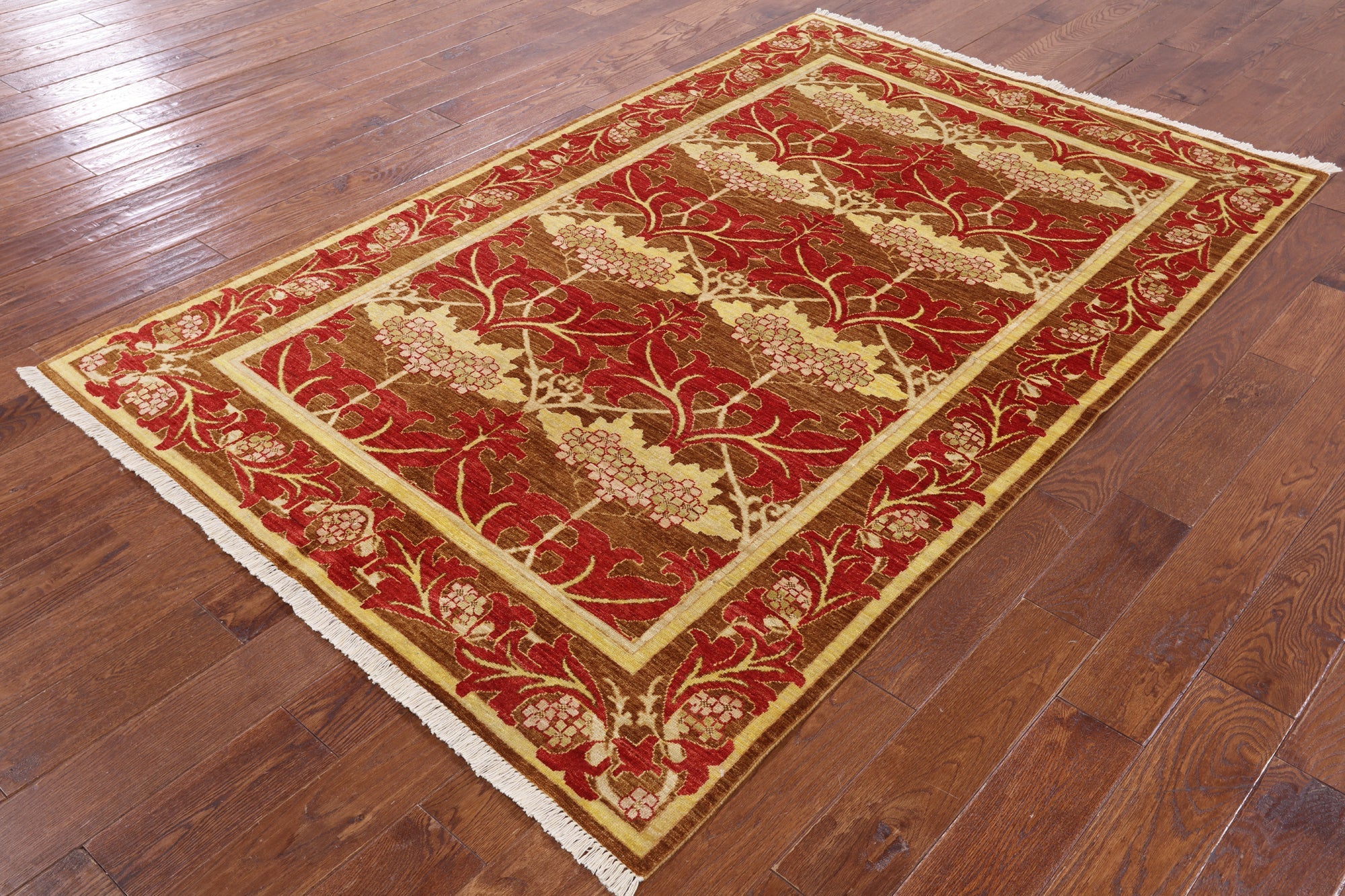 LoomBloom William Morris Handmade Wool Oriental Rug – Rusty Red, Hand-Tufted, 8x10 9x12 10x14