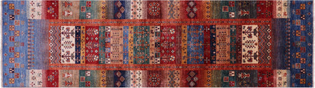 Persian Gabbeh Tribal Hand Knotted Wool Runner Rug - Manhattan Rugs