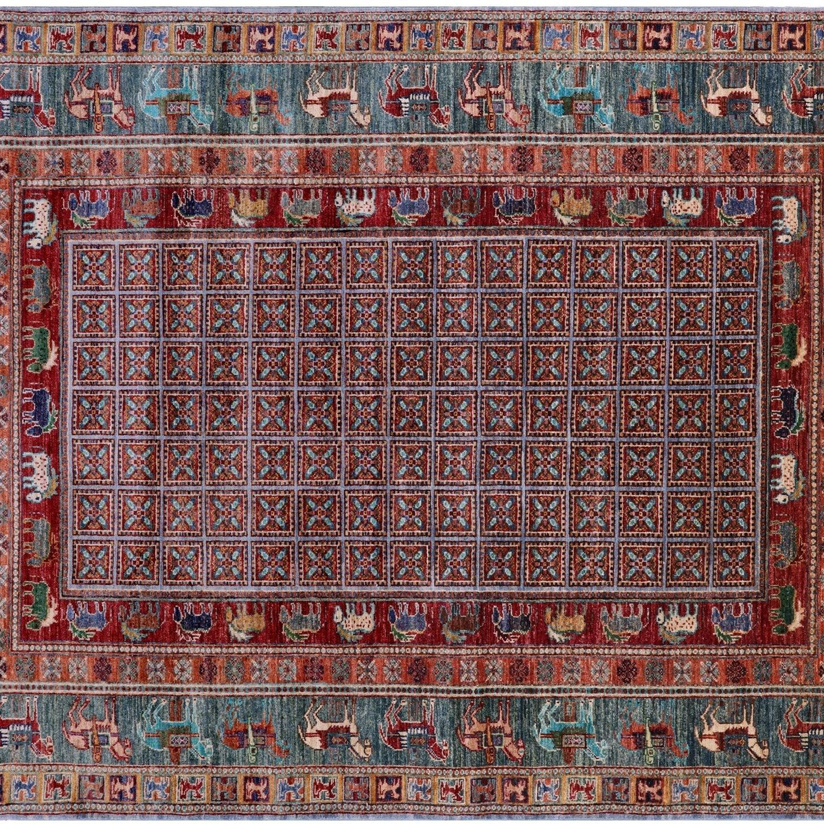 Antiqued Pazyryk Historical Design Hand-Knotted Rug 5' 8