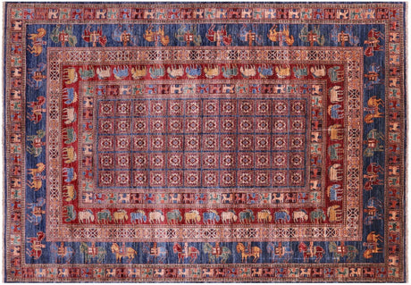 Hand-Knotted Antiqued Pazyryk Historical Design Wool Rug - Manhattan Rugs
