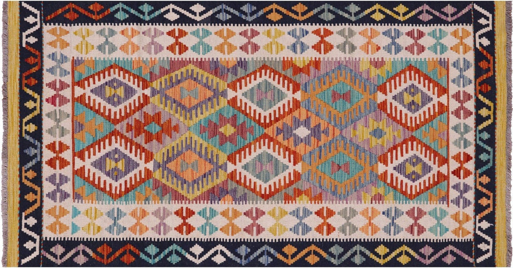 Wool On Wool Kilim Flat Weave Reversible Runner Rug - Manhattan Rugs