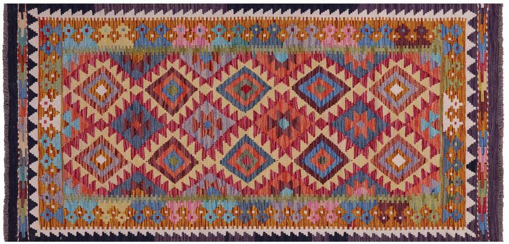 Reversible Kilim Flat Weave Wool On Wool Runner Rug - Manhattan Rugs