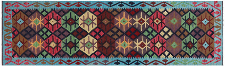 Reversible Kilim Flat Weave Wool On Wool Runner Rug - Manhattan Rugs