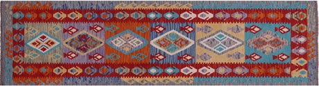 Kilim Flat Weave Wool On Wool Reversible Runner Rug - Manhattan Rugs