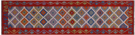 Wool On Wool Kilim Flat Reversible Weave Runner Rug - Manhattan Rugs