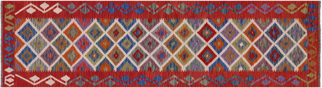 Kilim Flat Weave Wool On Wool Reversible Runner Rug - Manhattan Rugs