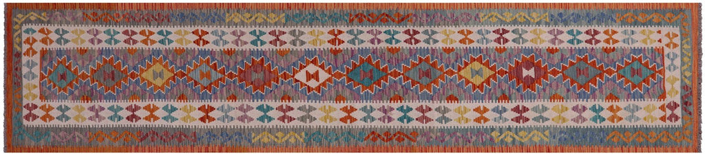 Wool On Wool Reversible Kilim Flat Weave Runner Rug - Manhattan Rugs