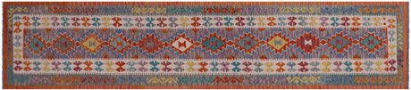 Wool On Wool Reversible Kilim Flat Weave Runner Rug - Manhattan Rugs