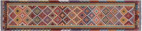 Wool On Wool Reversible Kilim Flat Weave Runner Rug - Manhattan Rugs