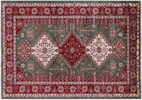 Super Kazak Geometric Hand-Knotted Wool Rug - Manhattan Rugs