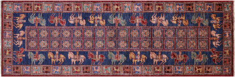 Runner Antiqued Pazyryk Historical Design Handmade Wool Rug - Manhattan Rugs