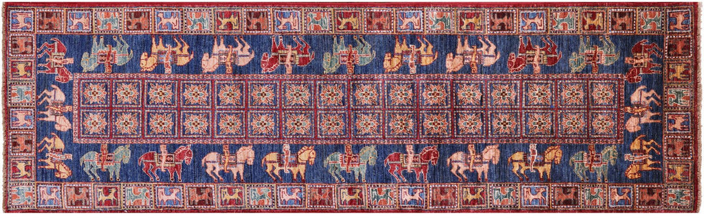 Antiqued Pazyryk Historical Design Hand Knotted Runner Wool Rug - Manhattan Rugs