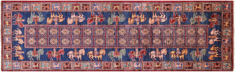 Antiqued Pazyryk Historical Design Hand Knotted Runner Wool Rug - Manhattan Rugs