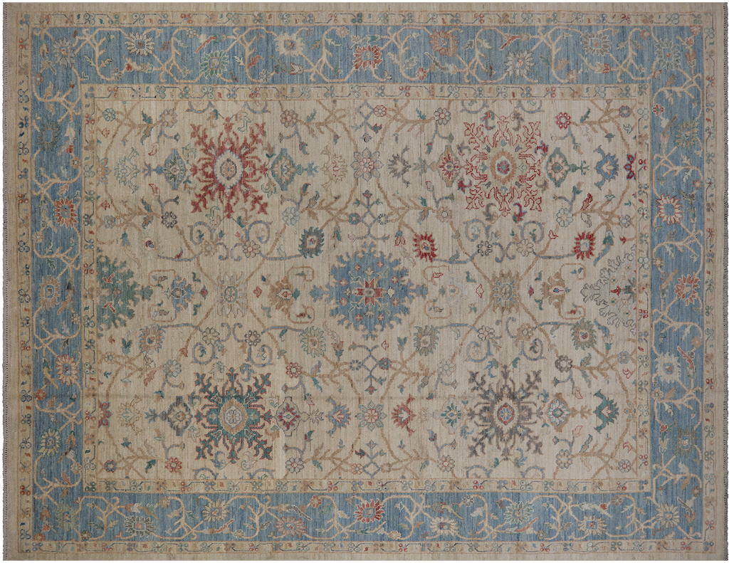 Ivory Turkish Oushak Handmade Wool Rug 10' 0" X 12' 8" - Q18394