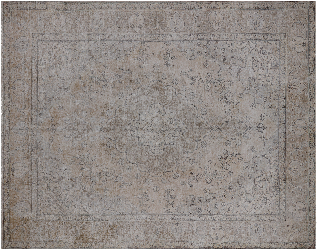 SUPER SALE Ivory Handmade Persian Vintage White Wash Rug 9' 8" X 12' 3" - Q18500
