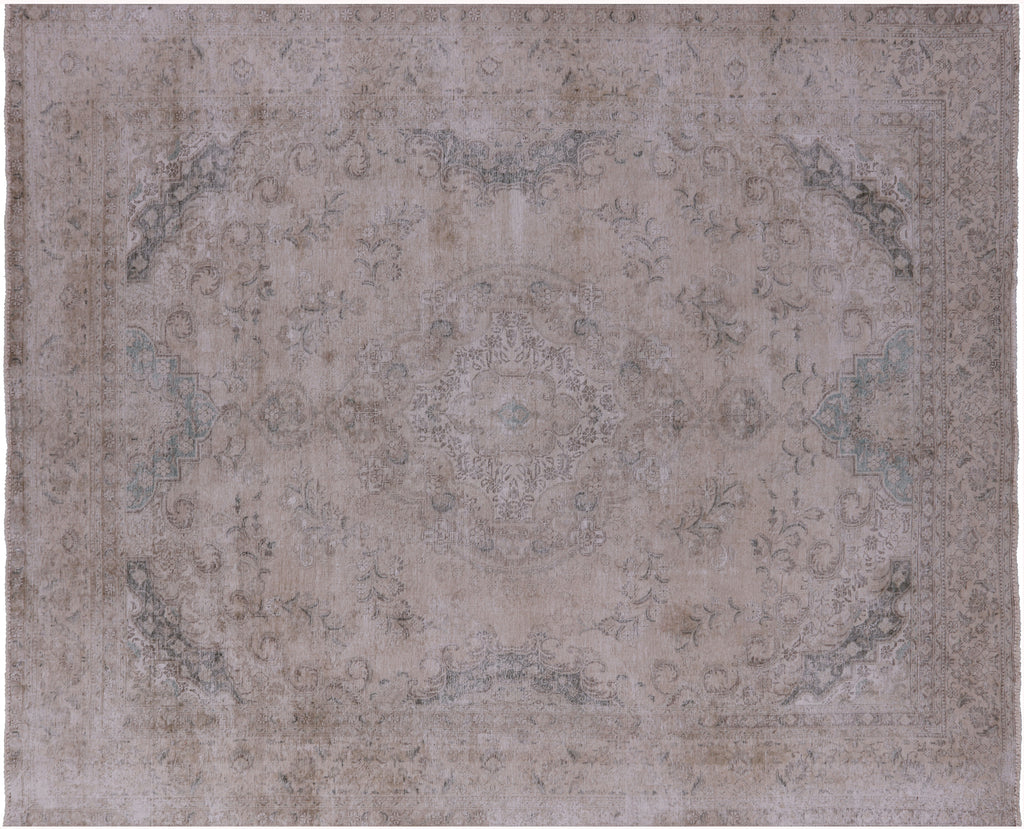 SUPER SALE Ivory Persian Vintage White Wash Hand Knotted Rug 9' 10" X 12' 6" - Q18501