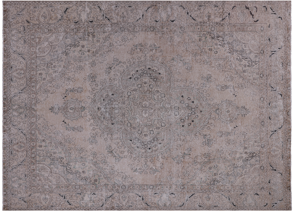 SUPER SALE Ivory 8' 11" X 12' 7" Handmade Persian Vintage White Wash Rug - Q18511
