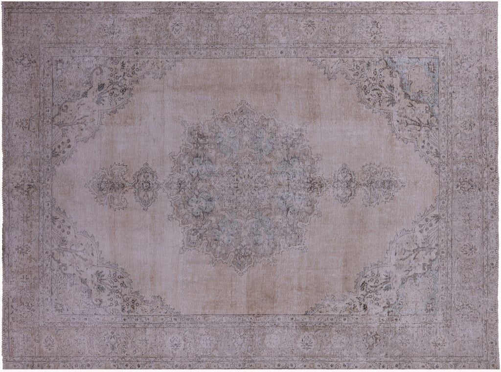 SUPER SALE Ivory 8' 10" X 12' 0" Persian Vintage White Wash Hand Knotted Rug - Q18528