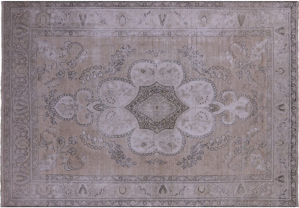 SUPER SALE Ivory 7' 11" X 11' 6" Persian Vintage White Wash Hand Knotted Rug - Q18534