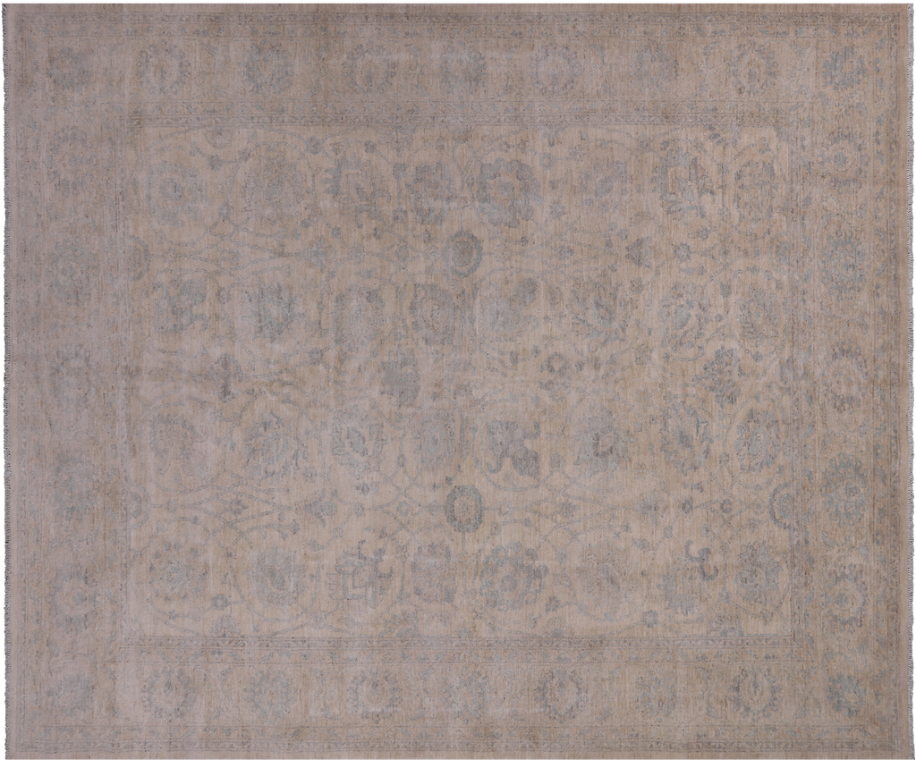 Ivory 8' 0" X 9' 7" Hand-Knotted Turkish Oushak Wool Rug - Q18778