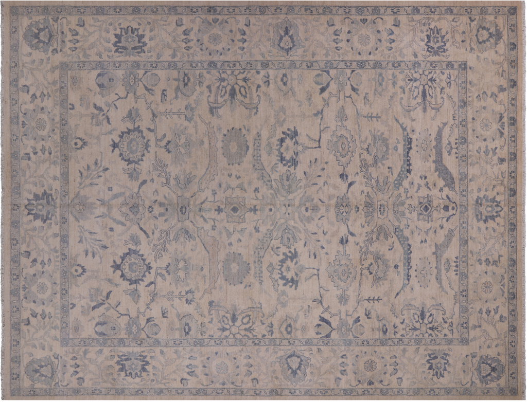 Ivory 8' 9" X 11' 5" Turkish Oushak Hand Knotted Wool Rug - Q18799