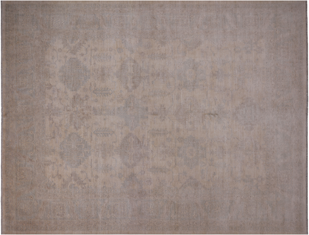 Ivory 8' 10" X 11' 7" Handmade Turkish Oushak Rug - Q18801